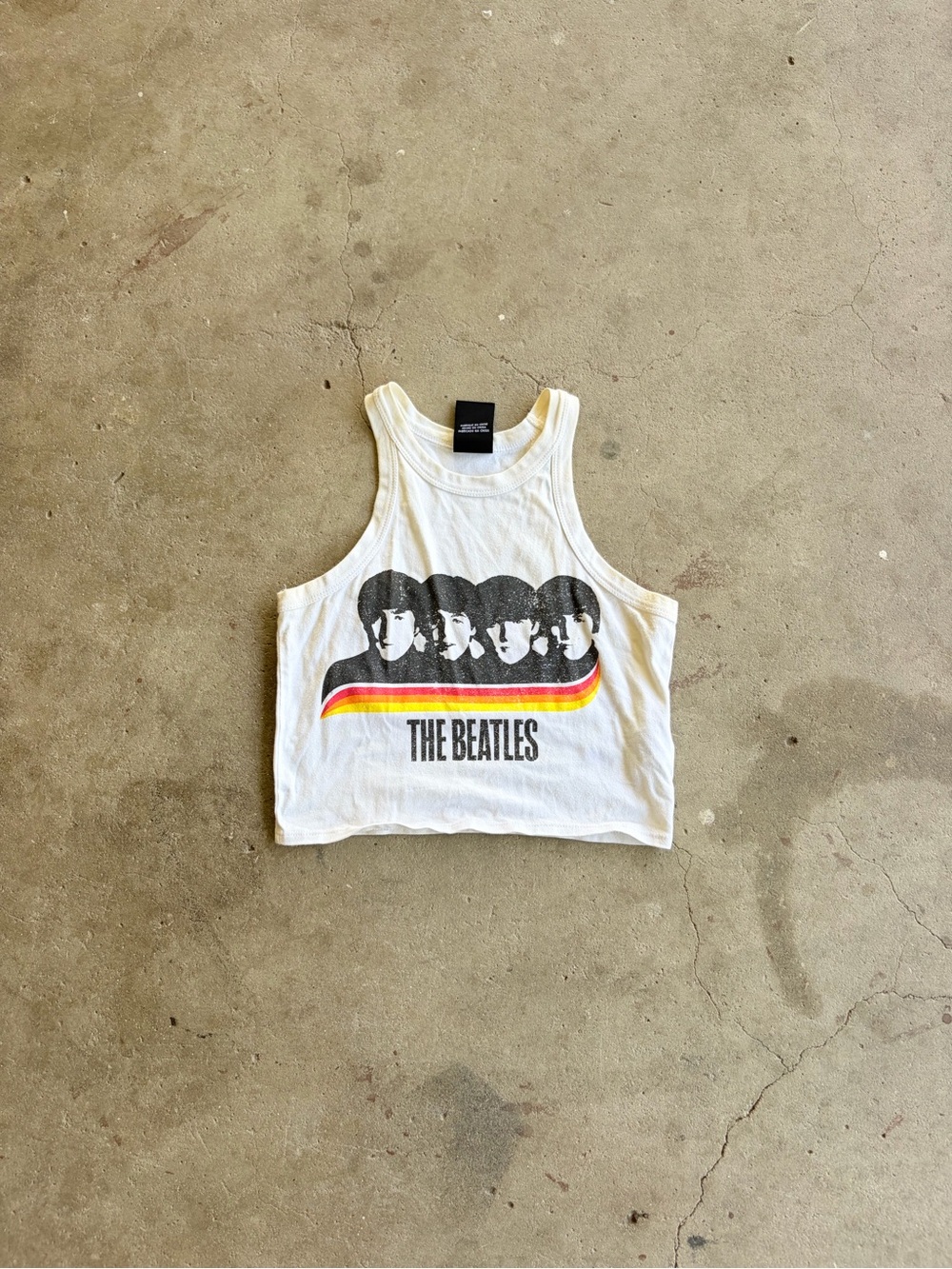 American Apparel White The Beatles Graphic Crop Tank